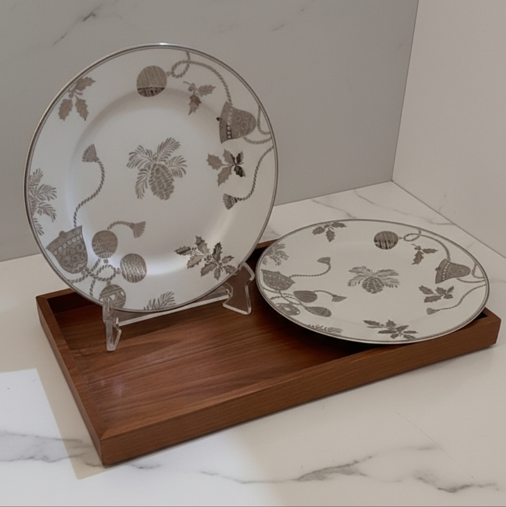Holiday Gala By Mikasa Salad Plate Sets Of Two (White and Gray )